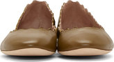 Thumbnail for your product : Chloé Olive Green Leather Ballerina Flats