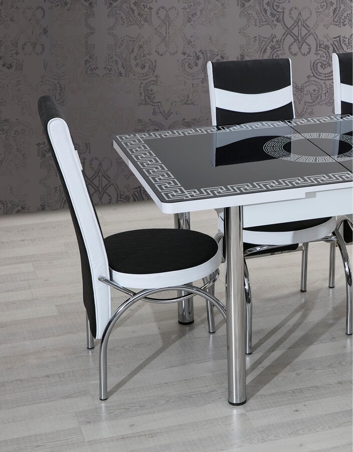 Lansdale Modern Leather Upholstered Black and White Dining Chair - Set ...