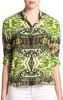 Thumbnail for your product : Alice + Olivia Eloise Printed Stretch-Silk Button-Down Shirt