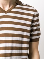 Thumbnail for your product : La Fileria For D'aniello V-neck striped pattern polo shirt