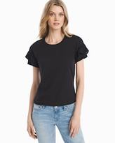 Thumbnail for your product : White House Black Market Black Short Ruffle-Sleeve Top