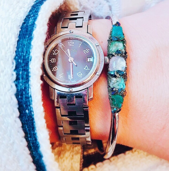 Etsy Raw Crystal Bracelet Aqua Aura Quartz Apatite Moonstone