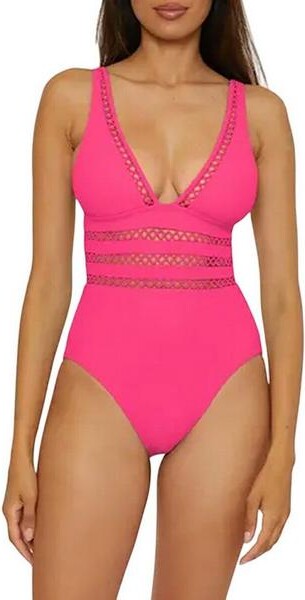 Becca Women's Toni Modern Edge One Piece Swimsuit Contemporary Small Punch