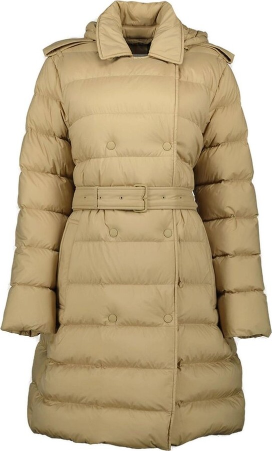 Burberry Double Breasted Belted Hooded Puffer Coat