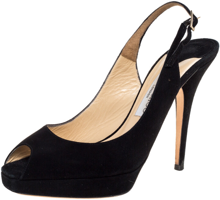 suede peep toe heels