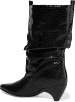 Thumbnail for your product : Stella McCartney Gathered Glossed Faux Snake-effect Leather Boots
