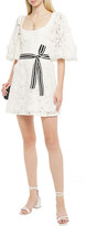 Thumbnail for your product : Zimmermann Belted appliquéd linen and silk-blend guipure lace mini dress