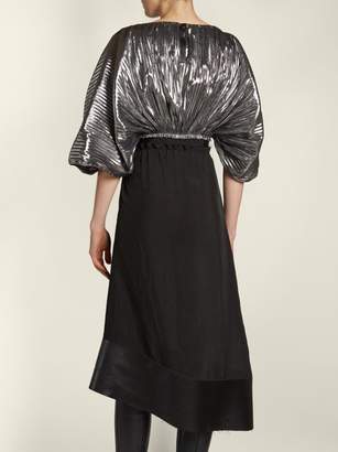 Loewe Bi Colour Cocoon Sleeved Lurex Dress - Womens - Black Silver