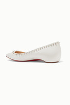 Thumbnail for your product : Christian Louboutin Anjalina Studded Leather Point-toe Flats - White