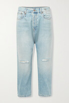 Thumbnail for your product : R 13 Cropped Distressed Straight-leg Jeans - Light denim