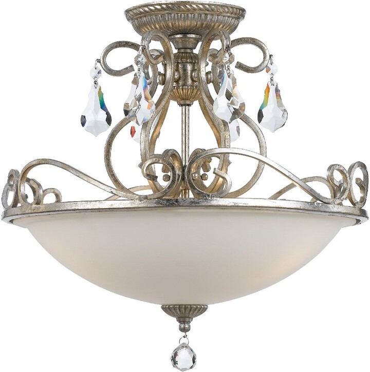 Crystorama Ashton 3-Light Hand Cut Crystal Silver Ceiling Mount