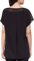 Thumbnail for your product : Akris Punto Round-Neck Cap-Sleeve Silk Blouse with Mesh Details