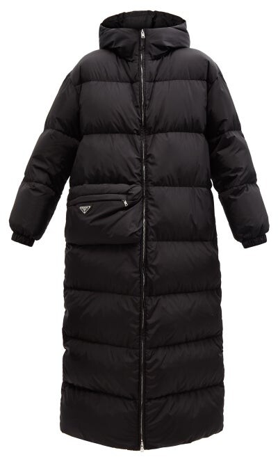 prada hooded shell down coat