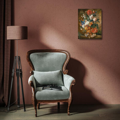 Astoria Grand "Peonies, Roses, Carnations, an Iris, Anemones, Auricula and Other Flowers in a Terracotta Vase" by Mélanie De Comolera - Gallery Wrap Canvas Wall Ar