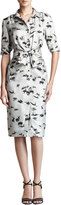 Thumbnail for your product : Carolina Herrera Rabbit-Print Twill Shirtdress