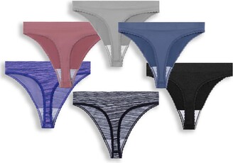  GRANKEE Womens Breathable Seamless Thong Panties No Show  Underwear 6 Pack