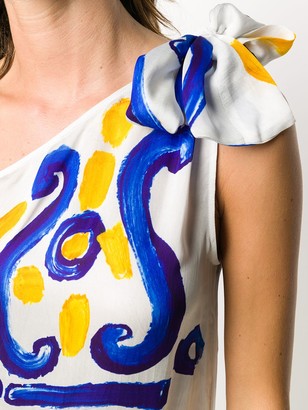 Moschino Fantasy print one-shoulder dress