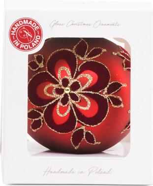 TJMAXX Handcrafted In Poland 4In Flocked Floral Ornament