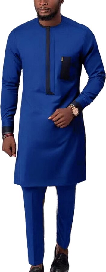 Generic Men's African Piece Set Traditional Shirt and Pants Set