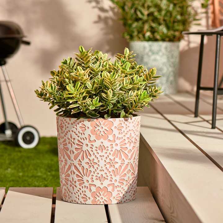 Dunelm Boho Tile Resin Planter 25cm Pink ShopStyle Garden Decor