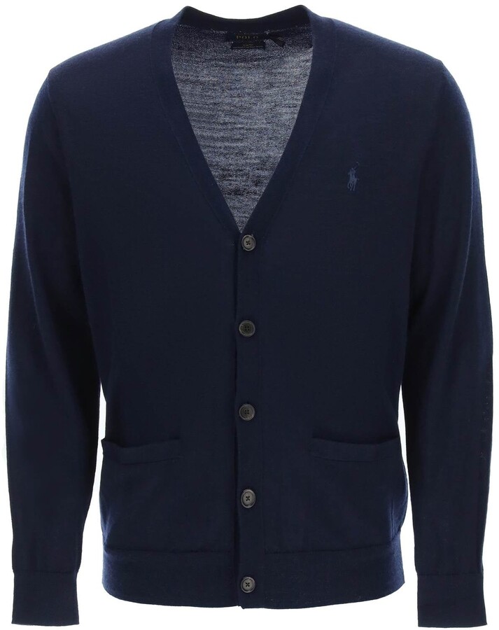 Mens Blue Cardigan With Trim | Shop the world's largest collection of  fashion | ShopStyle
