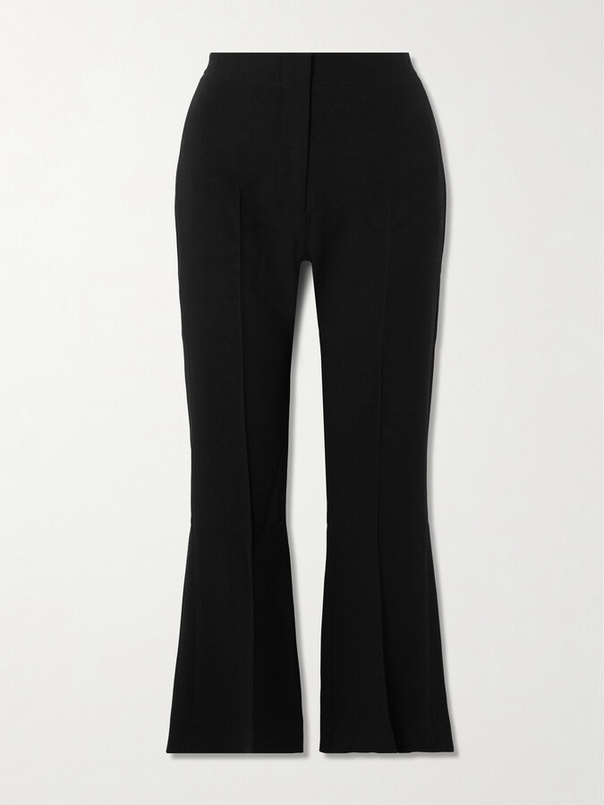 TOVE - Talia Cropped Pleated Crepe Flared Pants - Black
