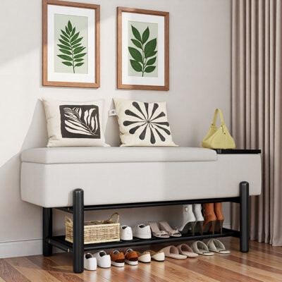 Red Barrel Studio Modern Upholstered Storage Bench With Hidden Compartment And Wood Legs