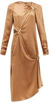 Thumbnail for your product : Versace Draped Safety-pinned Satin Midi Dress - Womens - Brown