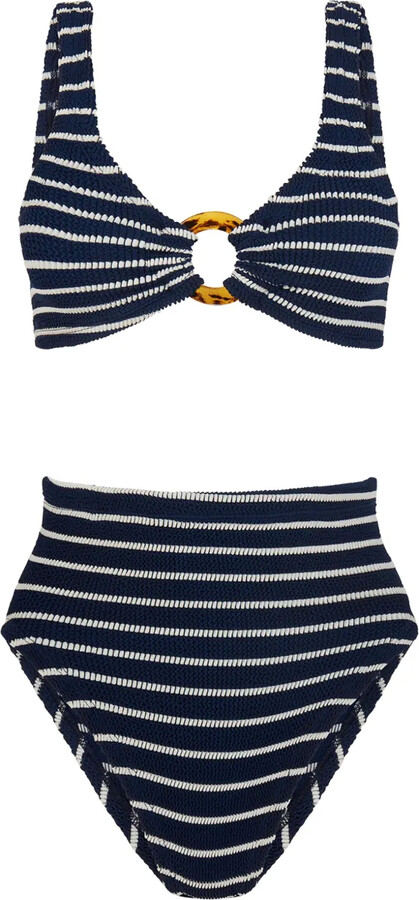 Hunza G Nadine striped seersucker bikini