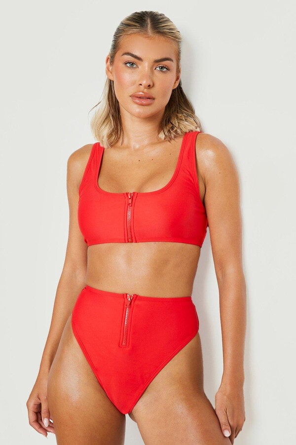 Zip Front Red Swimsuit