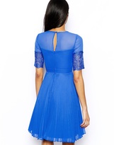 Thumbnail for your product : Elise Ryan Lace Skater Dress with Pleated Skirt