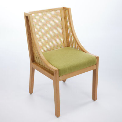 Highland Dunes Rustic Dining Chairs With Frame And Linen Upholstered Seat - Olive Green