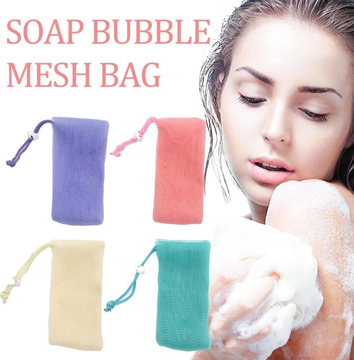 2Pcs Mesh Foaming Soap Bags Facial Cleanser Foam Bag Drawstring Shower Bubble Foam Net Bath Body Washing Cleaning Supplies