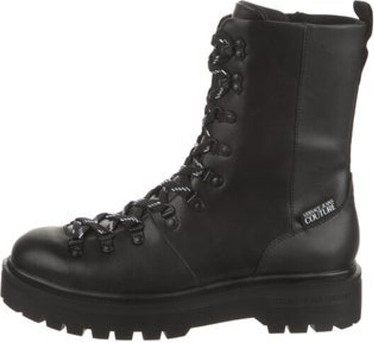 Versace Leather Combat Boots w/ Tags - ShopStyle