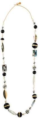Tory Burch Mother of Pearl, Faux Pearl & Resin Long Beaded Necklace