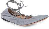 Thumbnail for your product : Valentino Garavani Lace-Up Suede Ballet Flats