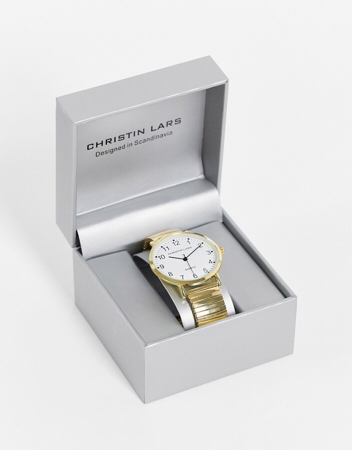Christin lars gold watch with white dial ShopStyle