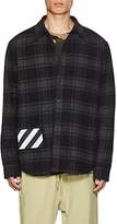 Thumbnail for your product : Off-White Men's Checked Cotton-Blend Hooded Shirt - Dark Gray