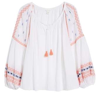 Caslon Embroidered Peasant Top