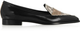 Thumbnail for your product : Nicholas Kirkwood Leather and elaphe point-toe flats