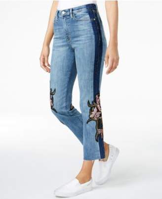 Buffalo David Bitton Ivy Floral-Patched Cropped Jeans