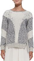 Thumbnail for your product : Rebecca Taylor Mixed-Fabric Patchwork Pullover Sweater