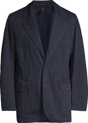 Drakes Men's Games Herringbone Blazer - Navy - Size 36