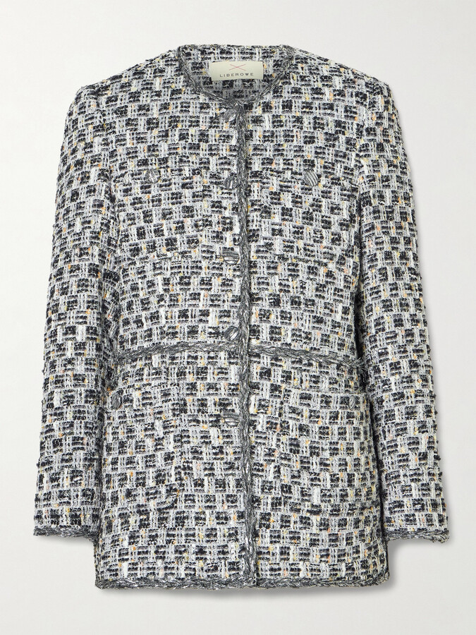 LIBEROWE - Diya Metallic Tweed Blazer - Silver