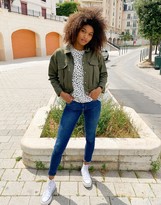 Thumbnail for your product : Brave Soul Frederique twill jacket with pocket detail in khaki