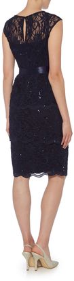 Eliza J Tiered lace dress with waist tie