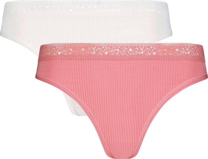 Jessica Simpson Women’s Shadow Stripe Thong, 2-Pack, Size S-XXXL