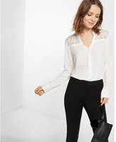 Thumbnail for your product : Express collarless lace back shirt