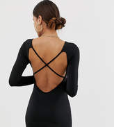 Thumbnail for your product : Missguided open back long sleeve mini dress in black
