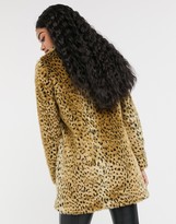 Thumbnail for your product : Pimkie faux leopard fur coat in brown